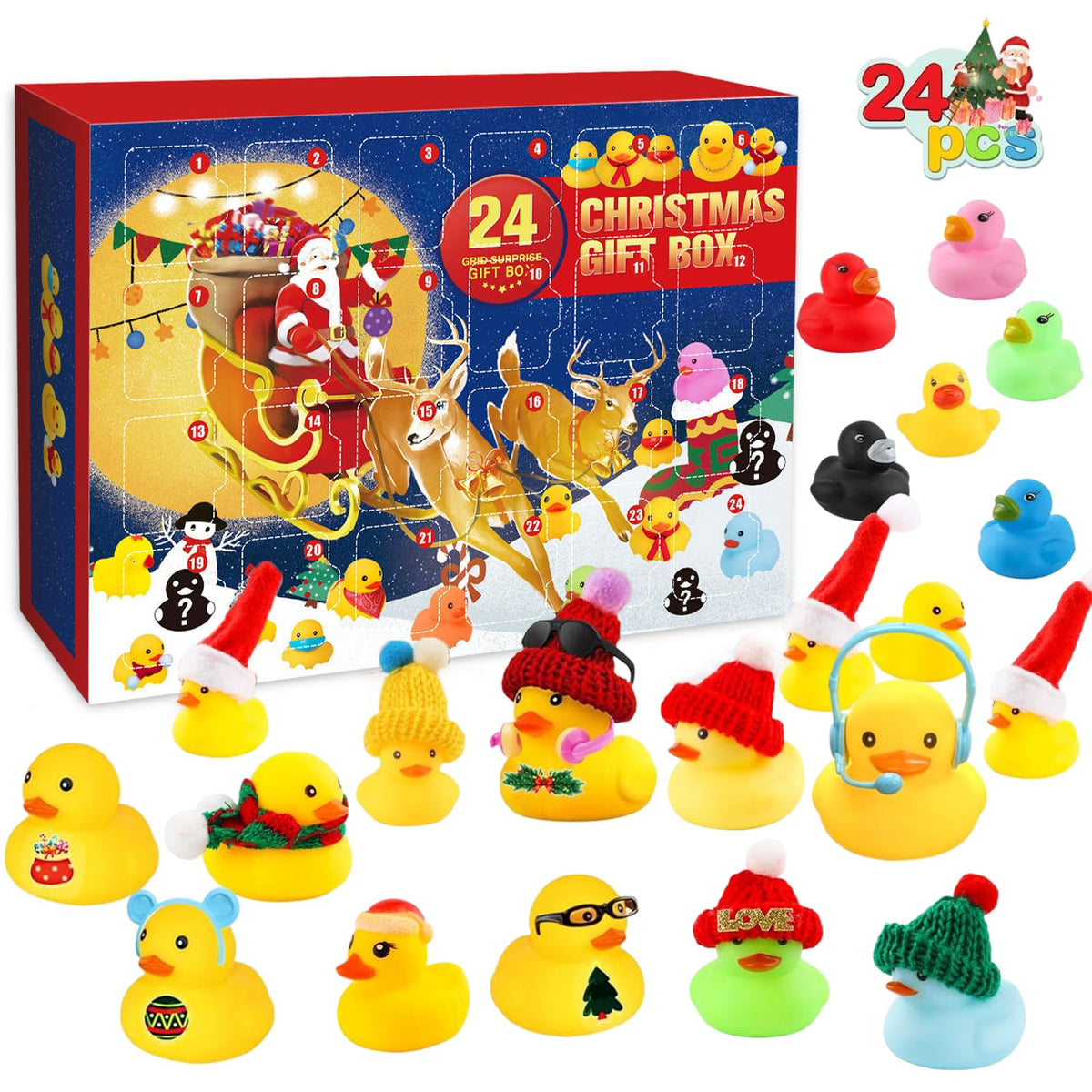 Rubber Duck Christmas Advent Calendar with 24 costumed ducks